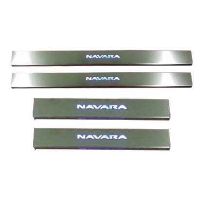LED Nissan Navara NP300 Light Up Aluminium Step Sill With Navara Logo -2015 upwards