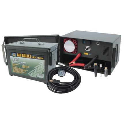 Dual Action Compressor and Tyre Inflator in Ammo Box – 12 Volt