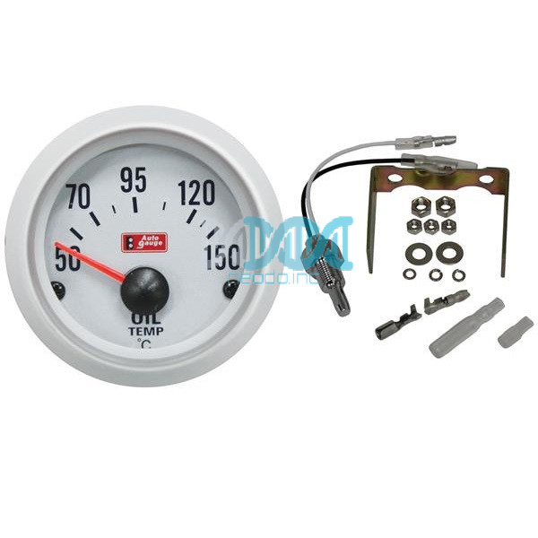 NEO-01276 Auto Gauge 52mm Oil Temperature Gauge White/Sil Rim