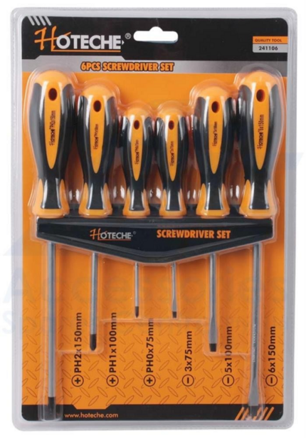 6 Piece Screwdriver Set Philips/Flat