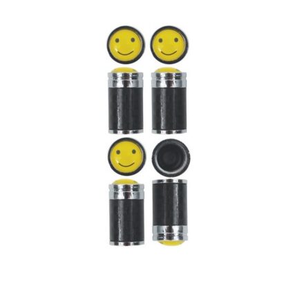 DISCONTINUED - Valve Cap 4 Piece Smile Face Carbon