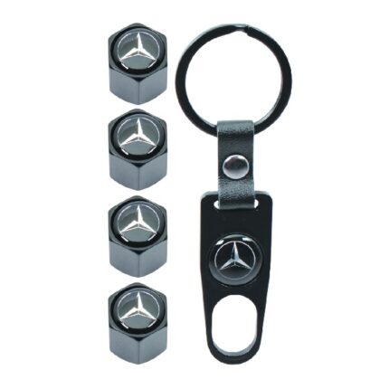 Valve Caps Set With Key Ring Mercedes