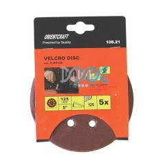Velcro Sanding Disk 120 Grid With Hole 125mm- 5 Pack
