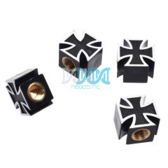 DISCONTINUED - Valve Cap 4 Piece German Cross Black