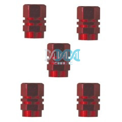 Valve Cap Set 5 Piece Blister Red