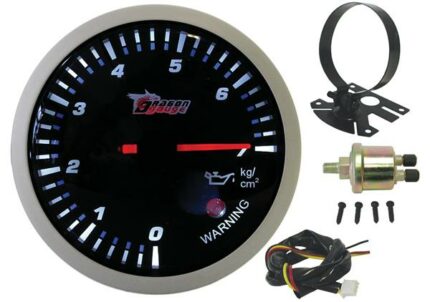 Oil Pressure Gauge Electrical 60mm With Sensor Sil/Black