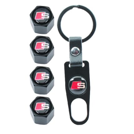 Valve Caps Set With Key Ring Audi Sport