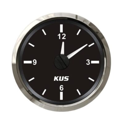 Kus 52mm Marine Clock - Black With Stainless Steel Bezel