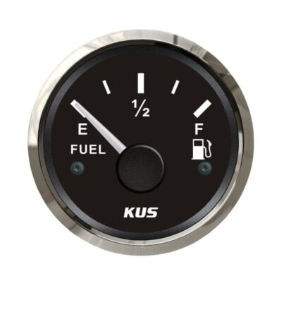 Kus Fuel Level Gauge - 52mm - Black Face With Silver Bezel