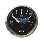 Kus Oil Pressure Gauge - 52mm - Black Face With Silver Bezel