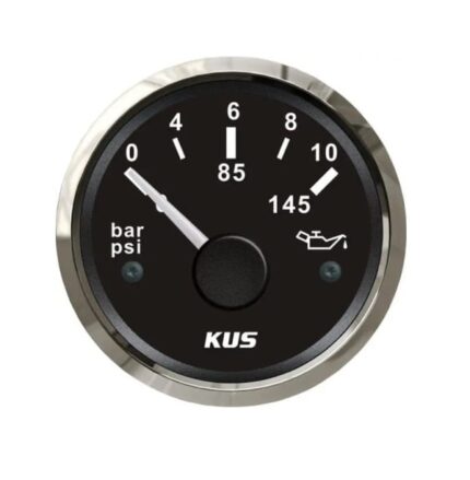 Kus Oil Pressure Gauge - 52mm - Black Face With Silver Bezel