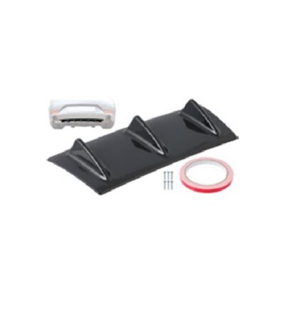Rear Lower Bumper Lip Spoiler 3Fins 385mm Black Universal