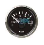 Volt Gauge 12V 52mm Black Face With Stainless Steel