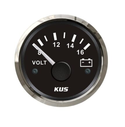 Volt Gauge 12V 52mm Black Face With Stainless Steel