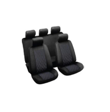 9 Piece Seat Covers Grid Blue/Black