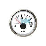 52mm Volt Gauge White Face With Stainless Steel Ring