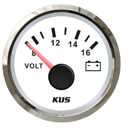 Volt Gauge 12V 52mm White Face W/