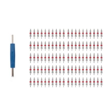 100 Piece Tyre Valve Core Set With Valve Tool