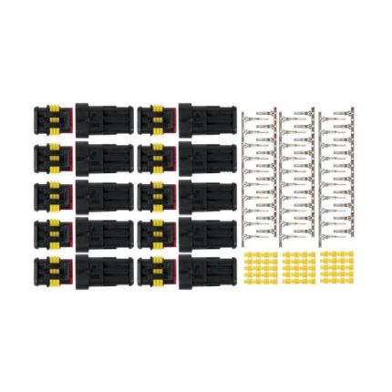 Weatherproof Terminal Connector Set - 3 Way With Male and Female Blocks in Polybag - 1.5mm Cable - 10 Pack