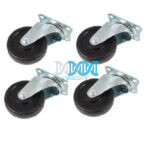 4 Piece 75mm Rubber Wheel Castor Wheel Set