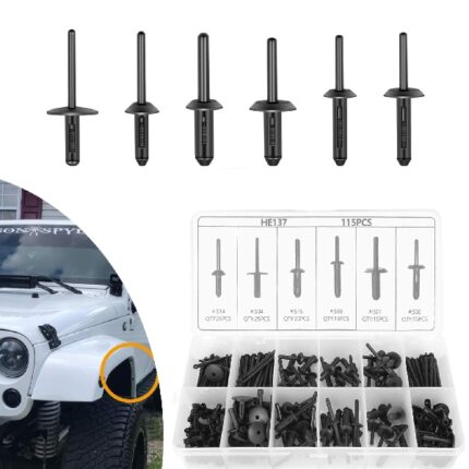 HE137 - Pop Rivet Panel Clips Assorted 115 Pieces
