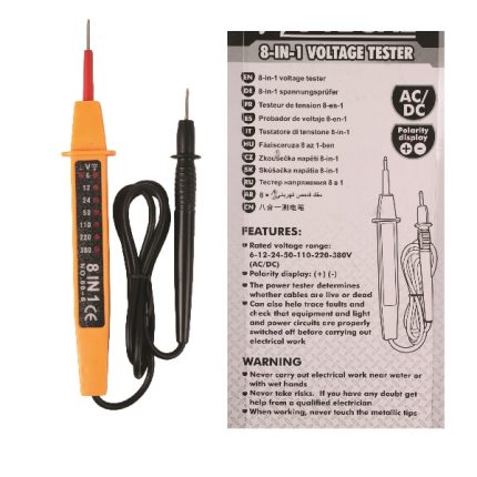Voltage Tester 6-12-24-50-110-220-380V (AC/DC) Polarity Display