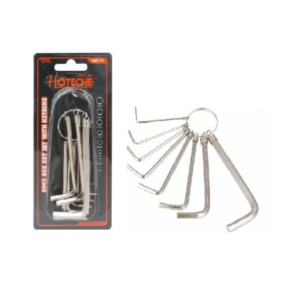Hex Allen Key Set With Keyring- 8 Piece