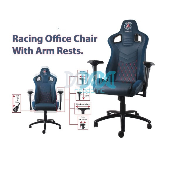 NEO-07906 Racing Blue/Red Office Chair With Arm Rest