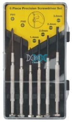 6 Piece Jewellers Screw Driver Set - 3 Piece Phillips - 3 piece Flat
