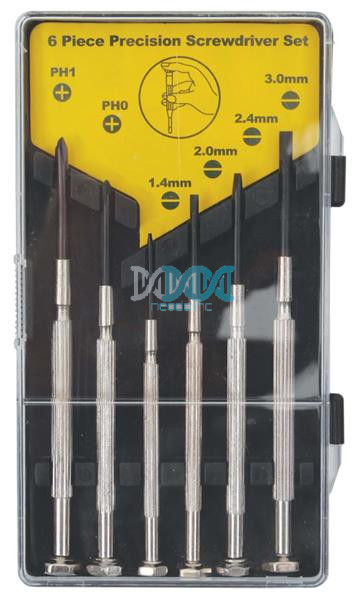 6 Piece Jewellers Screw Driver Set - 3 Piece Phillips - 3 piece Flat
