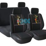 Seat Cover 8 Piece Black Butterly&Flower