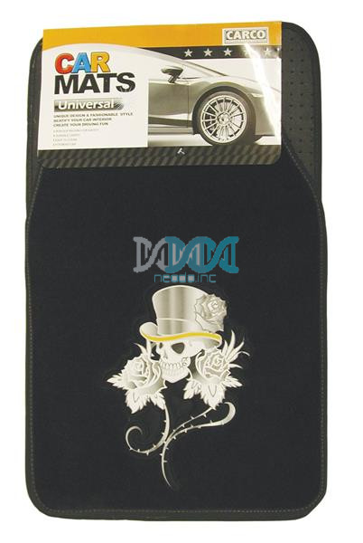 Car Carpet Set 4 Piece Rose Skull