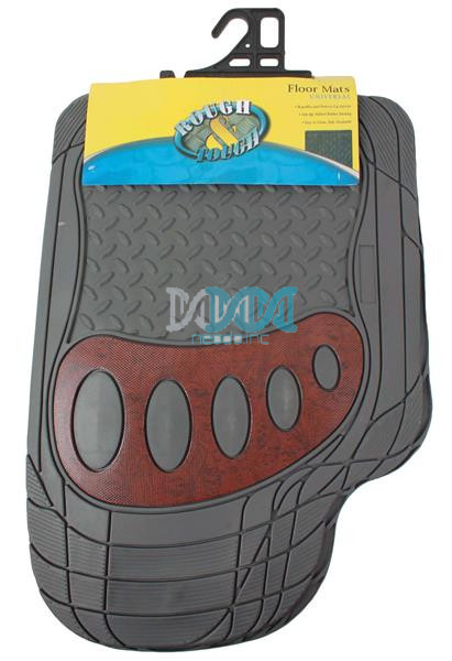 Rubber Mat Set Blk/Wood 4 Pieces Moq 500