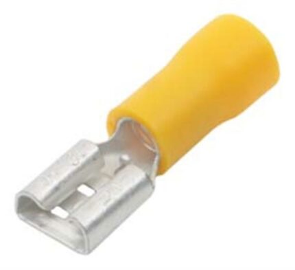 Yellow Female Terminal 6.3mm - 100 Pieces