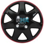14 Inch Wheel Covers Ice Black/Red Rim