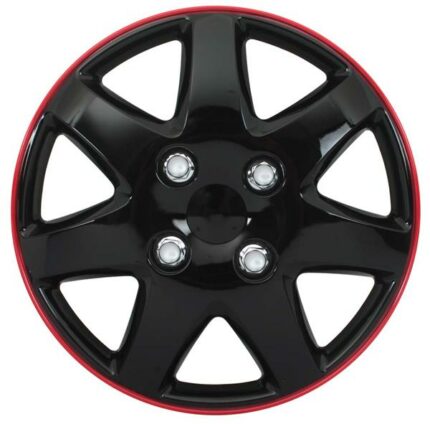 14 Inch Wheel Covers Ice Black/Red Rim