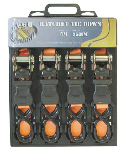 Ratchet Tie Down 4 Piece 5Mx25mm 1500