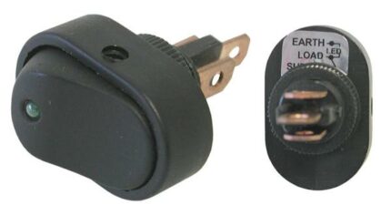 Rocker Switch Oval Green Led