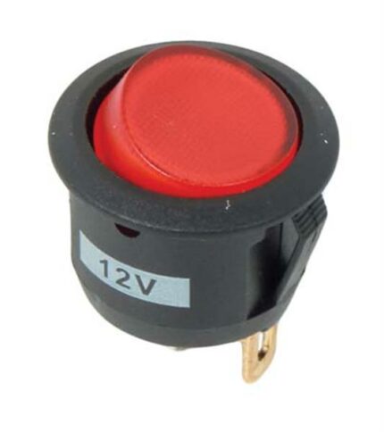 Rocker Switch Round Red 12V
