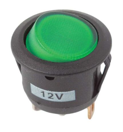 Rocker Switch Round Green 12V