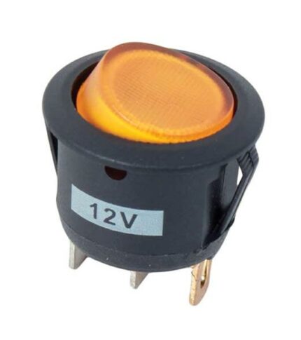 Rocker Switch Round Amber 12V