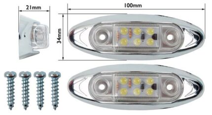 Led Marker Lamp Clear 6Led 10-30V