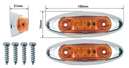 Led Marker Lamp Amber 6 Piece Led 10-30V
