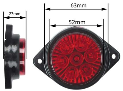 Led Marker Lamp Red 4Led 10-30V