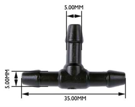 5mm Water T-Piece - 10 Pieces Per Pack.